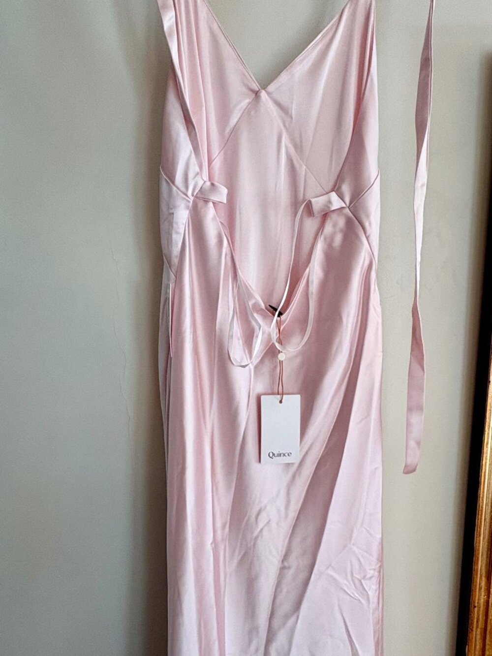 Quince Light Pink Satin Slip Maxi Dress NWT Size 8